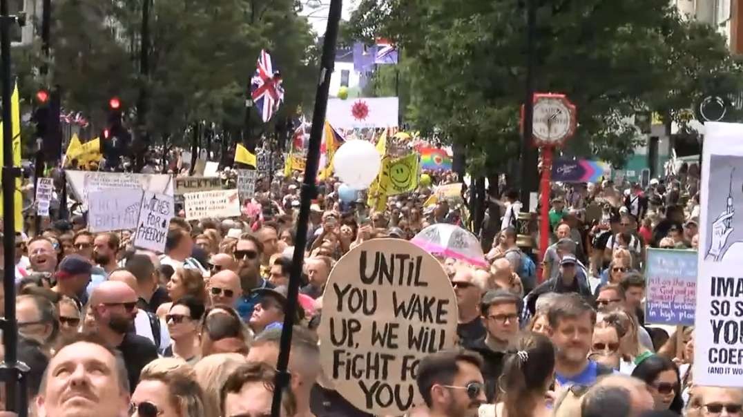 2yrs ago London England June 26 2021 30 Minutes Oxford Street Walking Huge Massive Freedom Rally March Demo.mp4