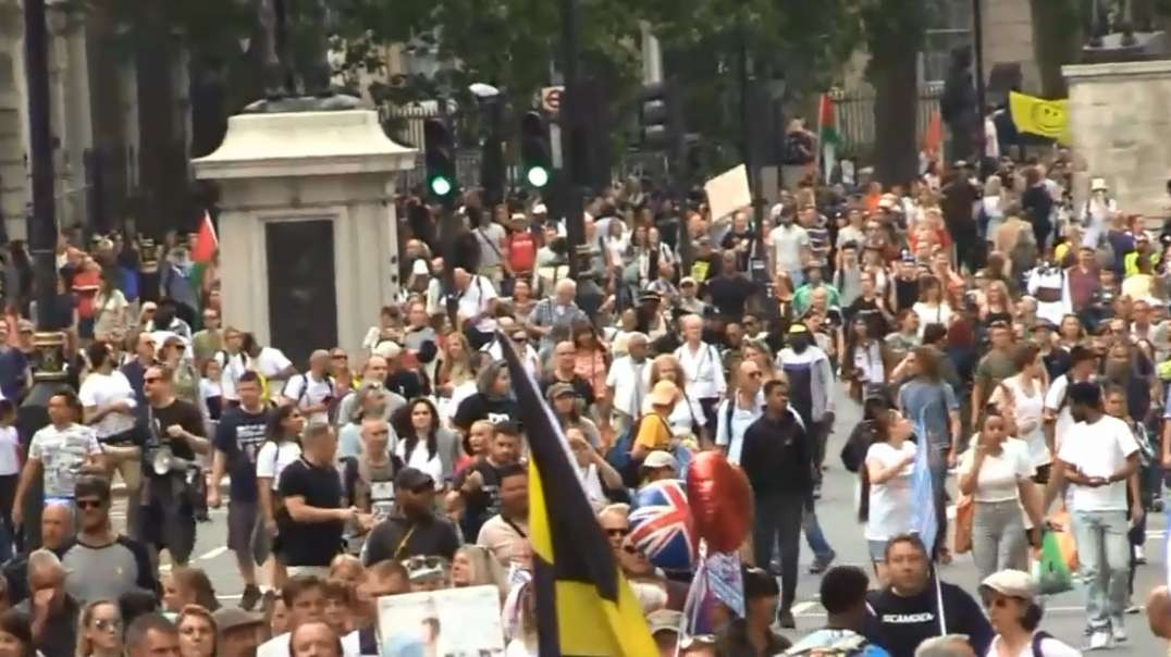 2yrs ago London England June 26 2021 Over 10 Minutes Freedom Rally March Demonstration Vaccine Passports Masks.mp4