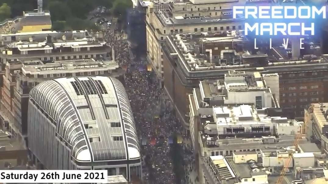 2yrs ago London England June 26 2021 30 Minutes Aerial Helicopter Footage Huge Massive Freedom Rally March Demo.mp4
