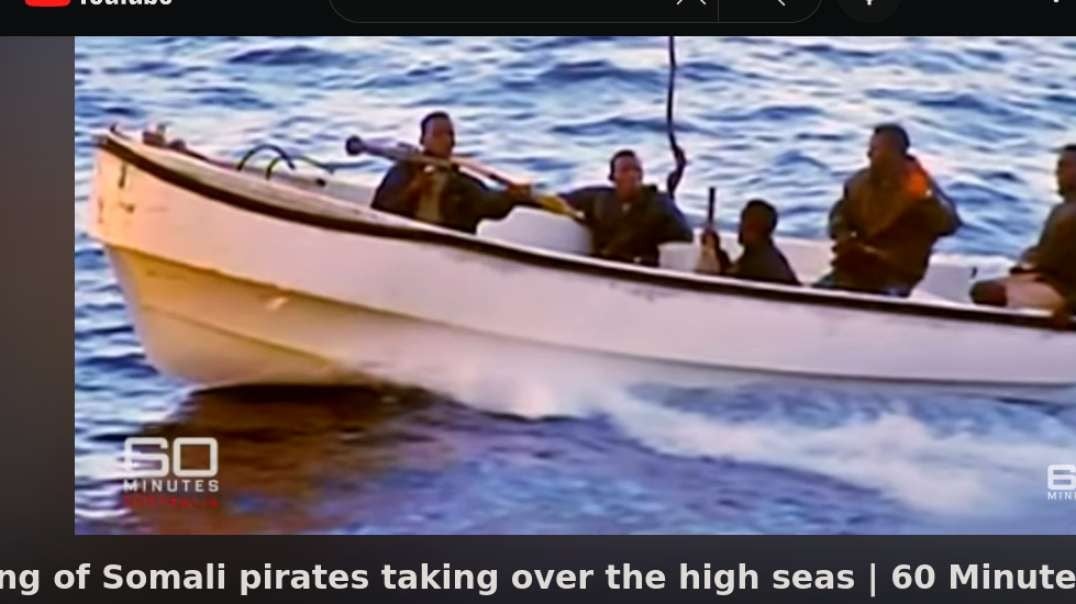 Gang of Somali pirates at a desolate, lawless place where all foreigners are fair game for kidnappers