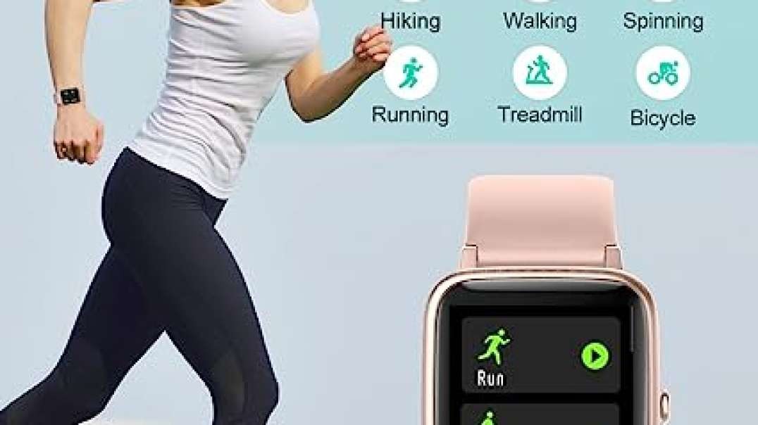 ugetube.com for iOS and Android Phones Watches for Women IP68 Waterproof Smartwatch Fitness Tracker Watch with Heart RateSleep Monitor Steps Calories Counter (Pink)  Electronics.mp4