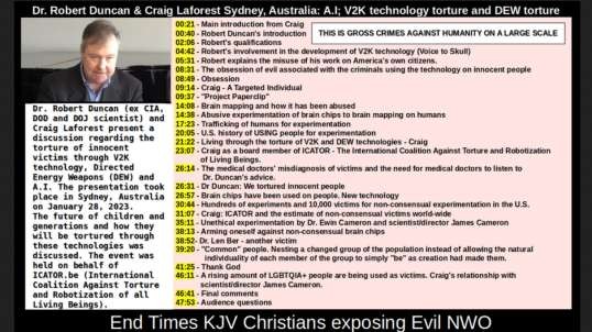 Dr. Robert Duncan & Craig Laforest Sydney, Australia: A.I; V2K technology torture and DEW torture