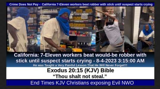 Crime Does Not Pay -  California 7-Eleven workers beat robber with stick until suspect starts crying