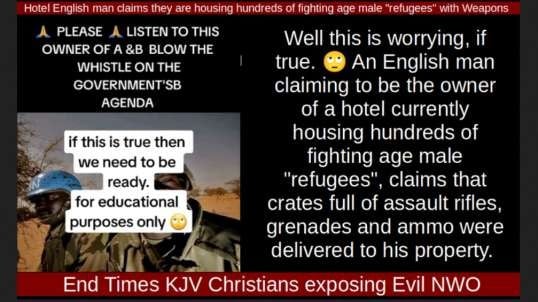 Hotel English man claims they are housing hundreds of fighting age male "refugees" with Weapons