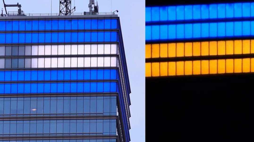 Israel Gaza War NYC Bloomberg Rebranded Their Building Light Colors Oct 13, 2023 lincolnkarim