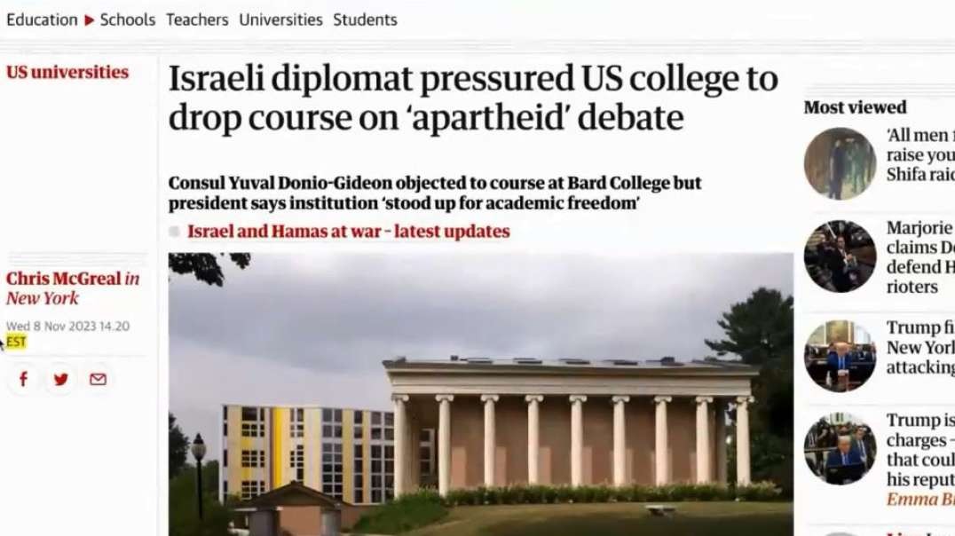 Israel Gaza War Israeli Diplomat Pressured US College to drop Apartheid Debate.mp4
