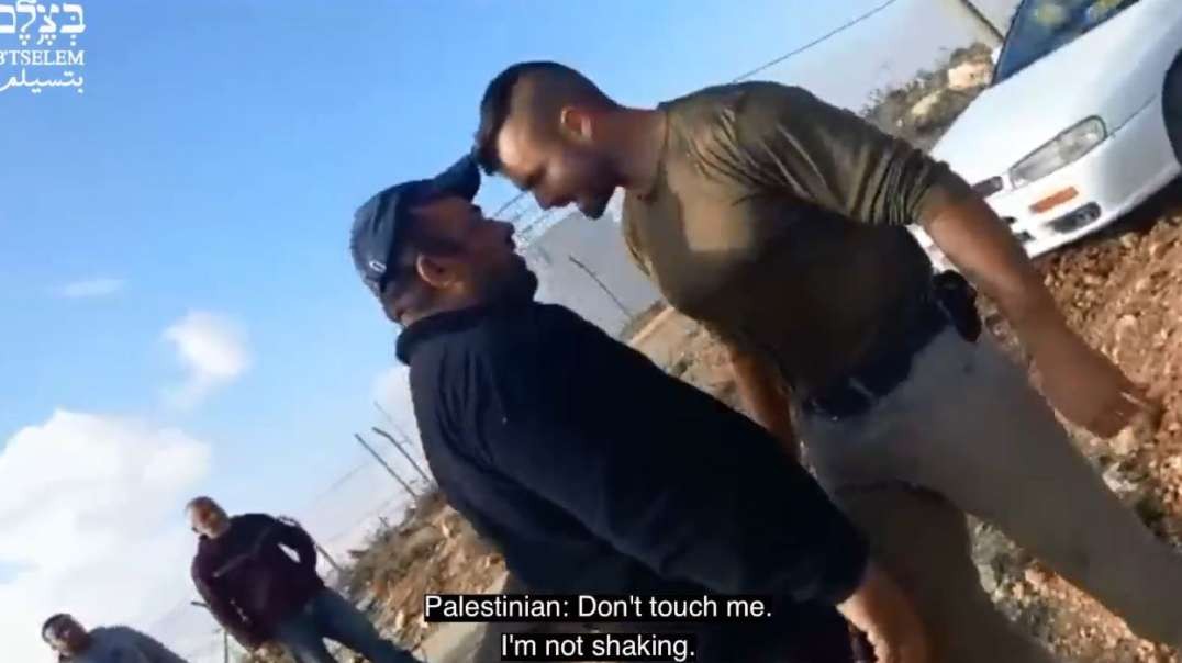 Palestinians Living Under Occupation Dec 2022 Israeli settlers stop farmers from working their land in front soldiers- Hebron district.mp4