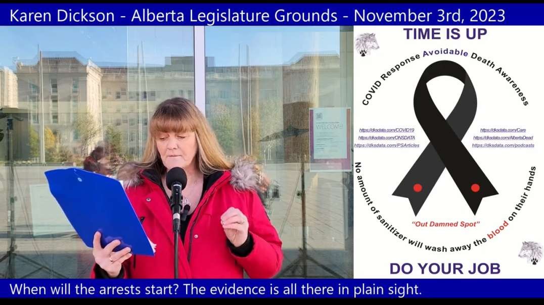 Karen Dickson - Alberta Legislature Grounds - Nov 3 Care Homes - It is not over by a long shot