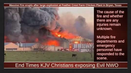 Massive Fire erupts after large explosion at Feather Crest Farm Chicken Plant in Bryan, Texas