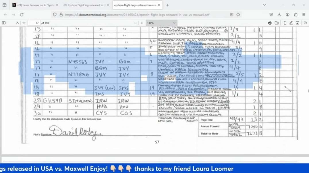 Epstein flight logs released in USA vs. Maxwell   Enjoy! 👇🏻👇🏻👇🏻 thanks to my friend Laura Loom