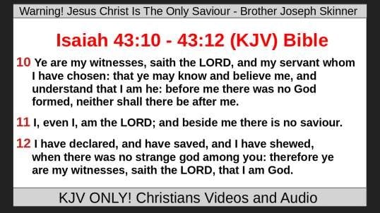 Warning! Jesus Christ Is The Only Saviour - Brother Joseph Skinner