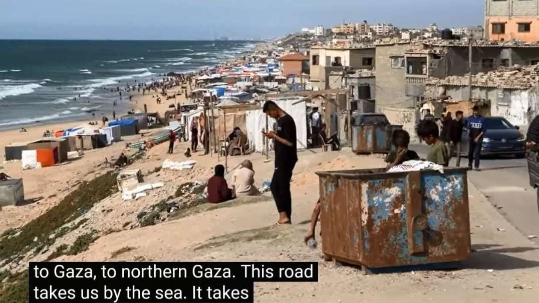Israel Gaza War Walk Along Ocean Road Seperating North From South Current On Scene Situation.mp4