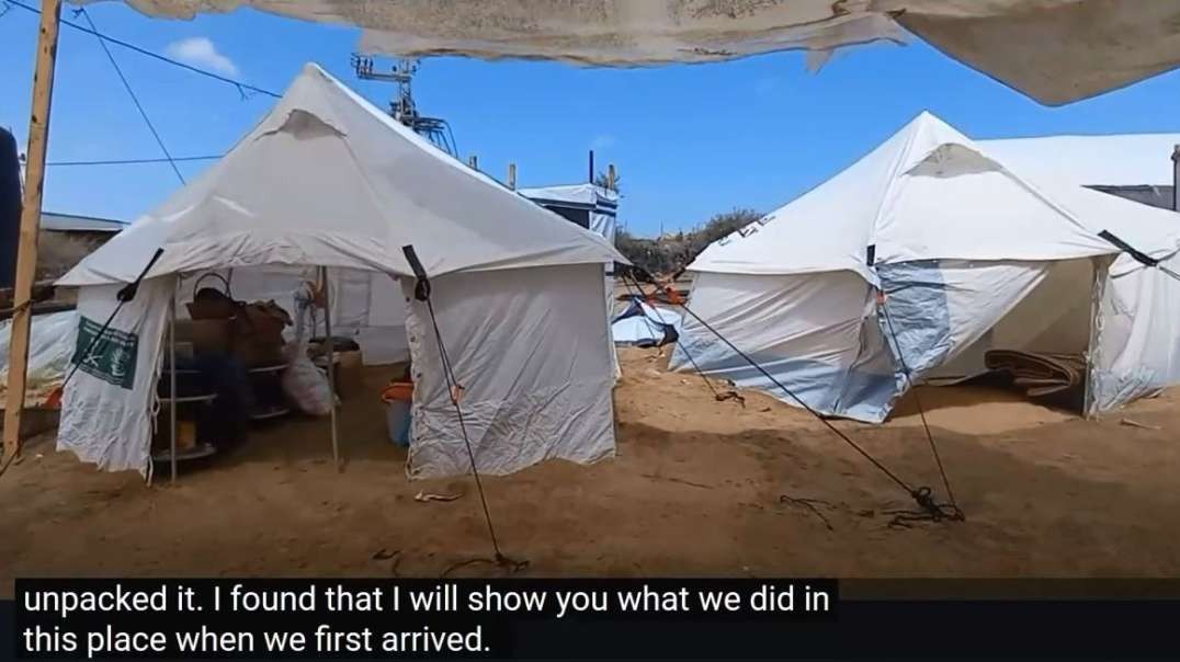 Rafah Gaza Family Evacuates To Khan Yunis Sets Up Tents Current Situation.mp4
