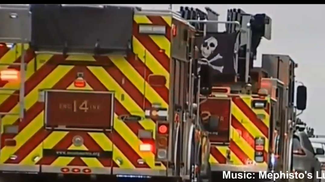 5yrs ago May 2019 Stem School Shooting Skull & Bones Firetruck Flag Flown on Display.mp4