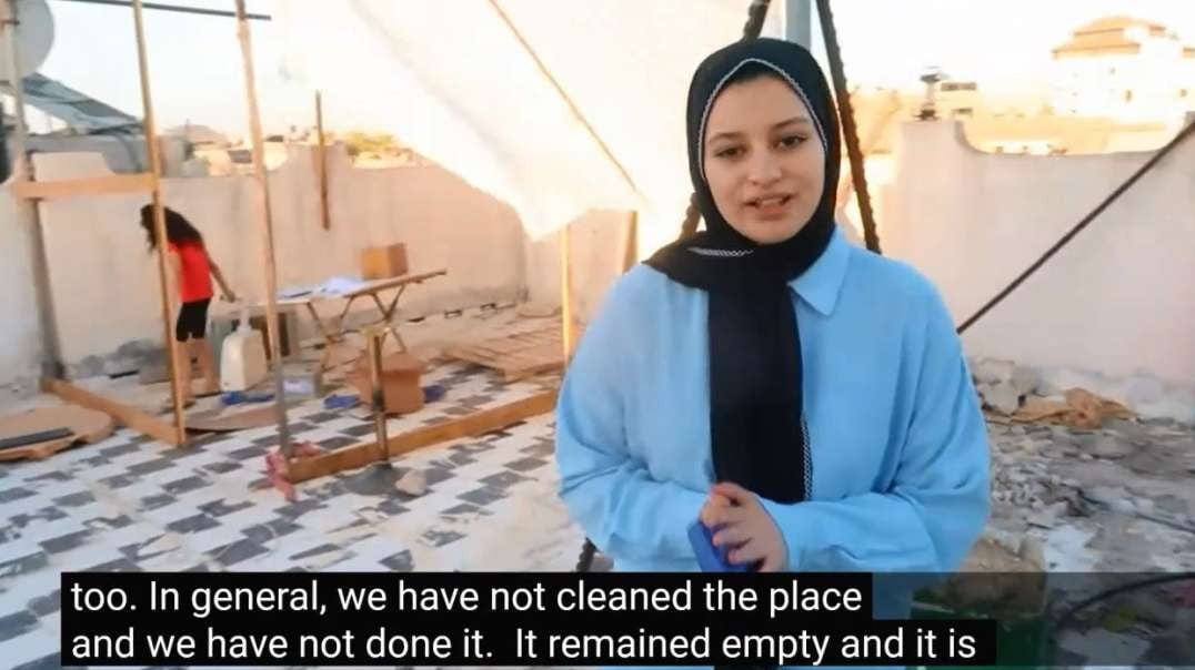 Gaza Evacuated Family From Rafah Sets Up Tent On Roof Of Building 5-25-24.mp4