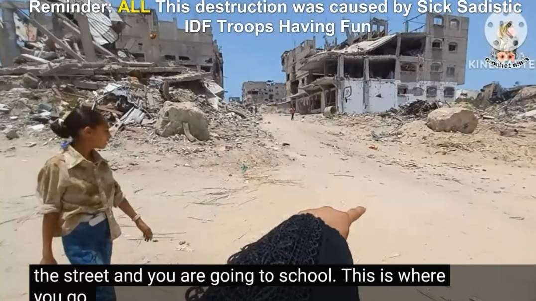 Family Visits Mother in Khan Younis Living In Area Destroyed by Sick Sadistic IDF Troops Having Fun.mp4