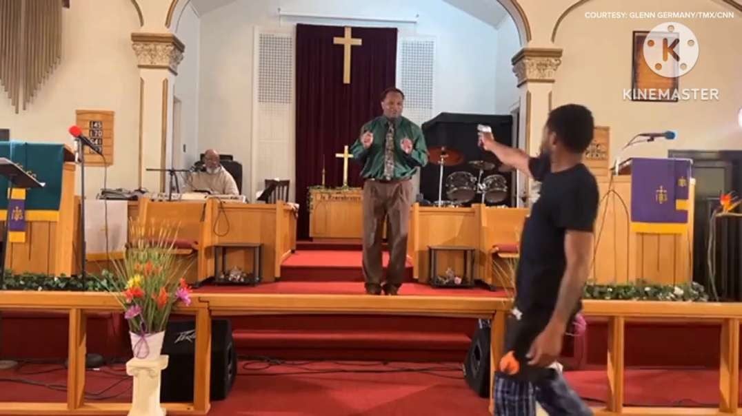 Extremely FAKE staged man who pointed a weapon at the pastor at a church service gun jams