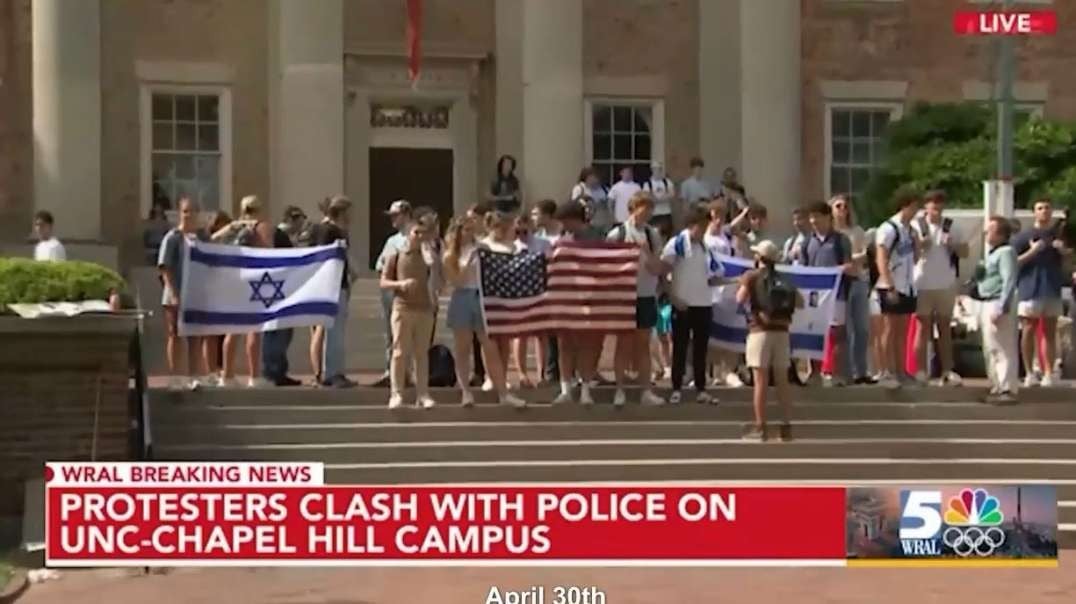 UNC-Chapel Hill Pro Palestine Anti War Protesters Police Remove Encampment Later Flag Pole Event Happens