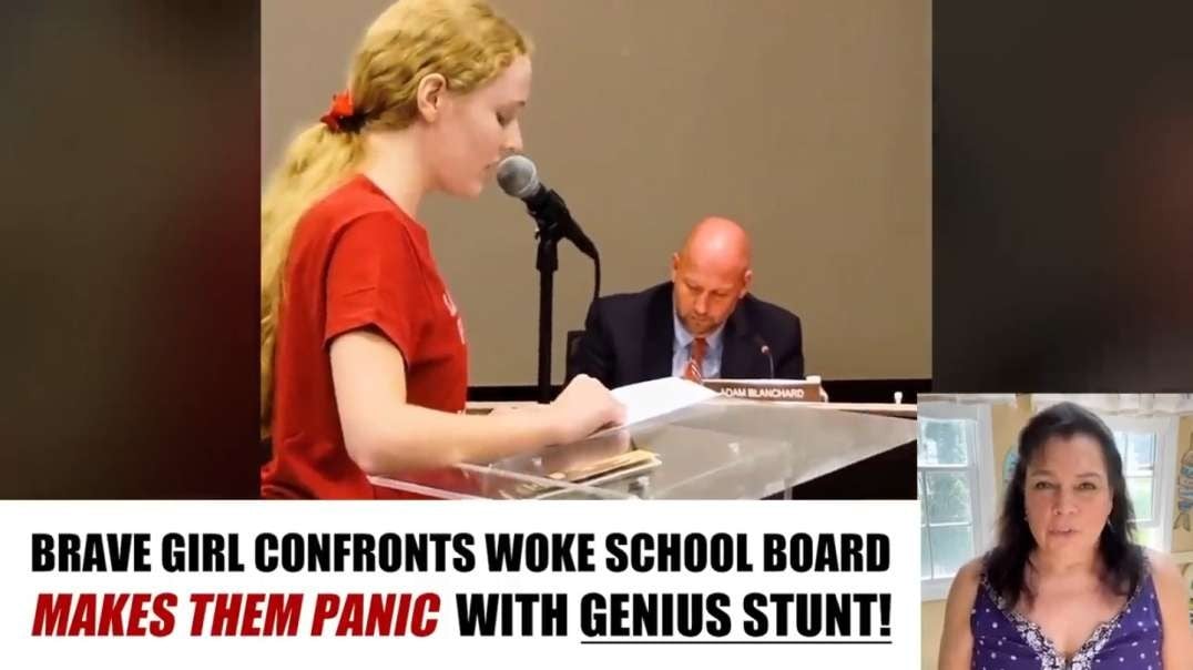 Brave girl makes woke teachers PANIC with genius stunt at school board meeting