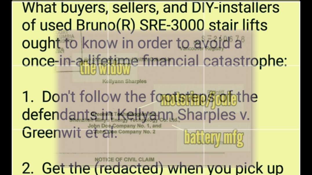 ..DIY-installers of used Bruno(R) SRE-3000 stair lifts ought to know