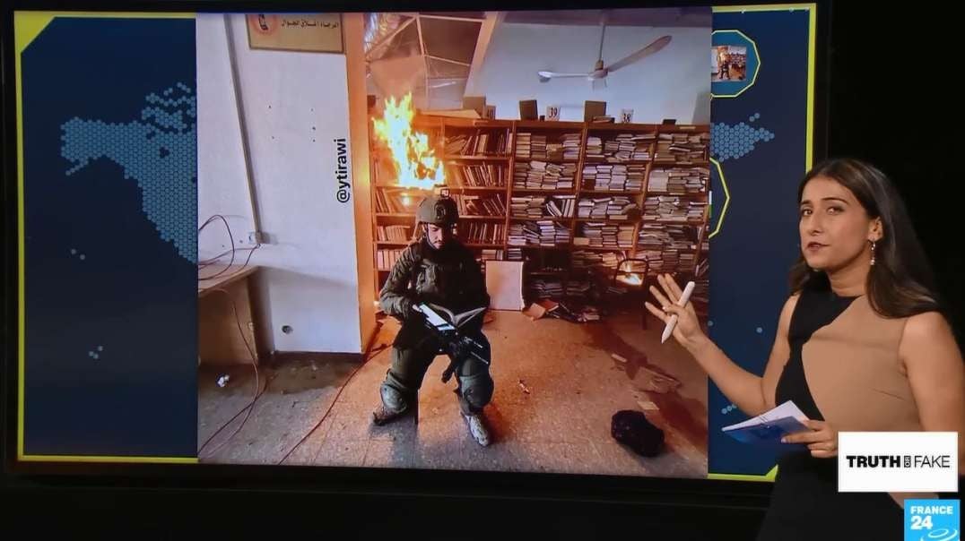 Israeli soldiers burning books in a Gaza library FRANCE 24 English.mp4