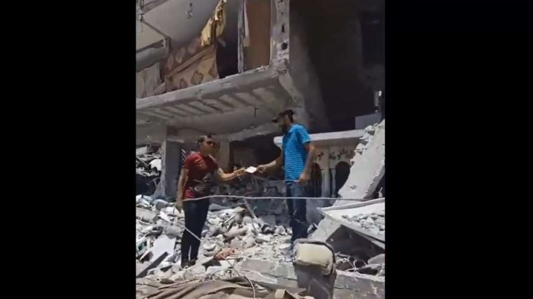 Gaza Jabalia Camp June 6th Passing Out Money Donations to Displaced Families Amid Jaw Dropping Destruction.mp4