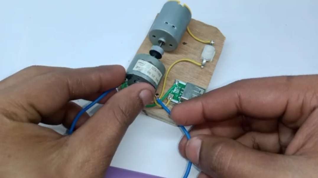 How to make free mobile charge device with 2 DC motor - free electricity generator