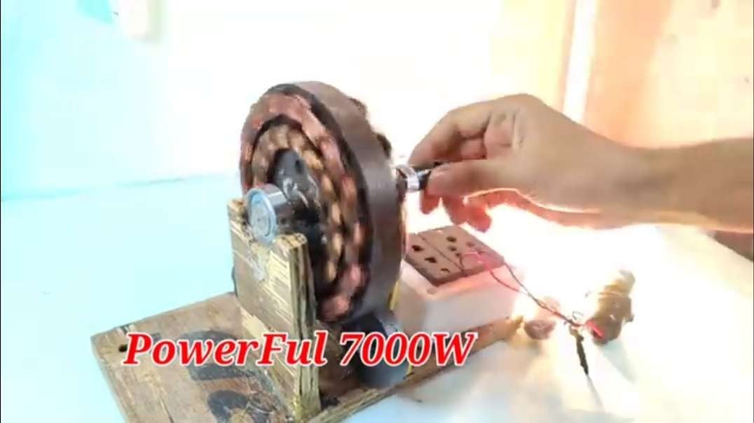 i make 7000W Powerful 220V electric Generator at home using strong magnet Copper coil