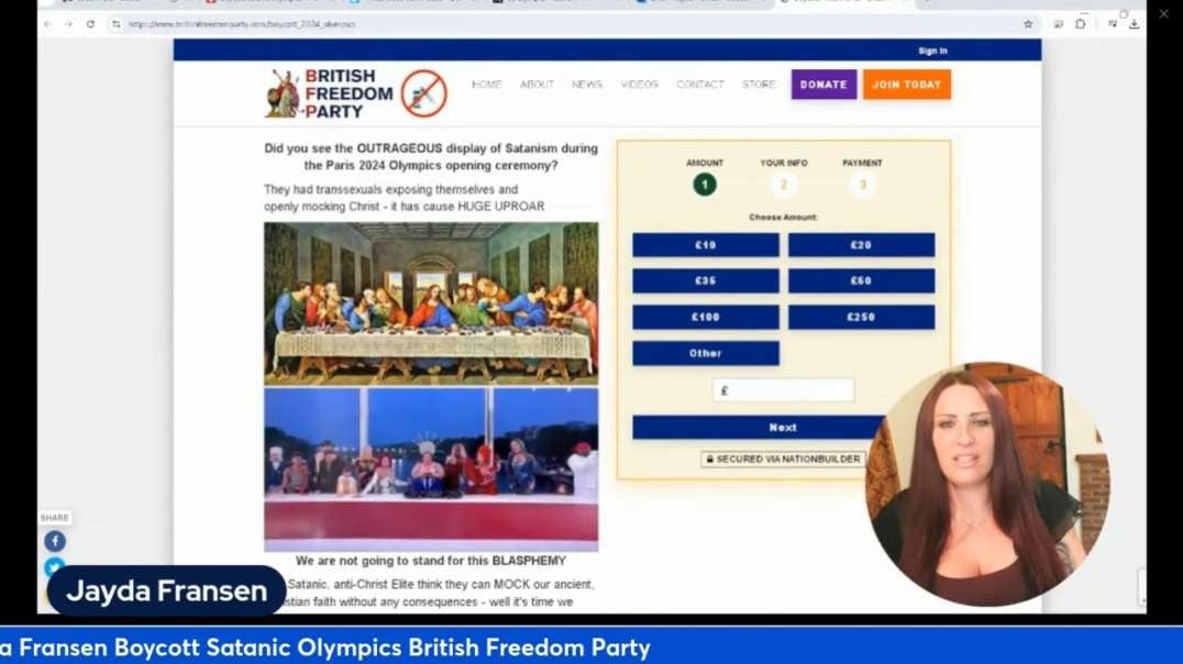 Jayda Fransen Boycott Satanic Olympics British Freedom Party