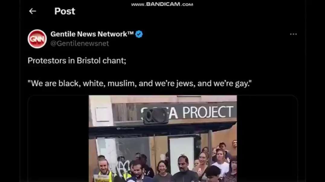 Protestors in Bristol chant We are black white muslim and we’re jews, and we’re gay