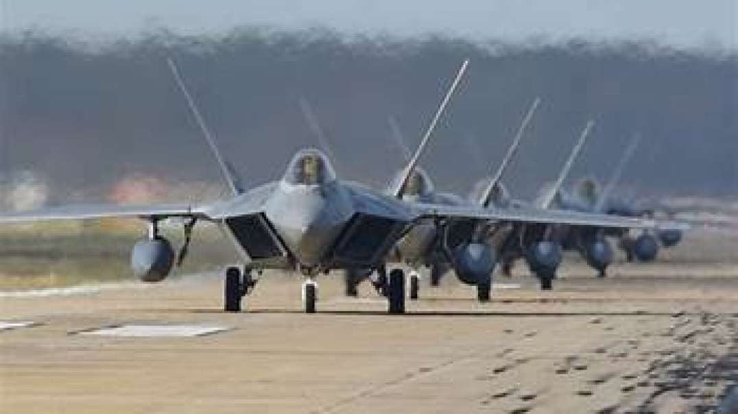 USA F22 Stealth Fighter Jets land in Middle East