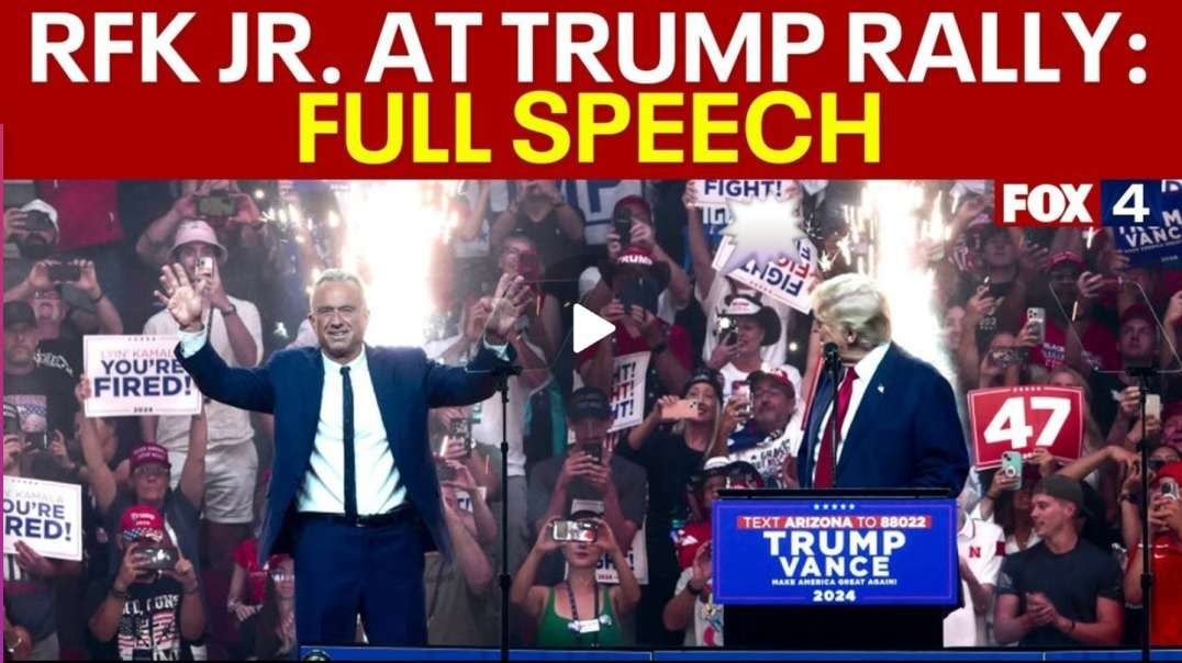 Robert F. Kennedy Jr. speaks at former president Donald Trump's rally in Glendale, Arizona on Friday, August 23.