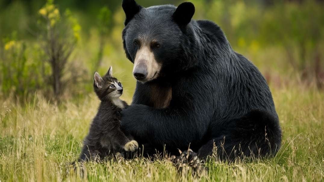 CANADIAN BLACK BEAR ADOPTS KITTEN