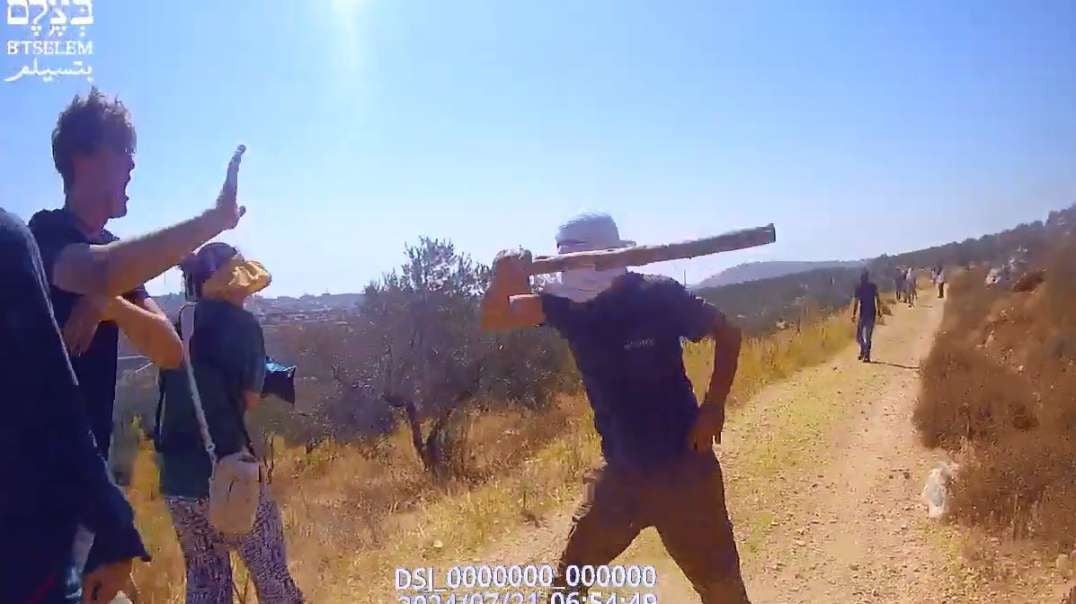 Qusrah Israeli settlers attack international activists, soldiers fire in the air btselem.mp4