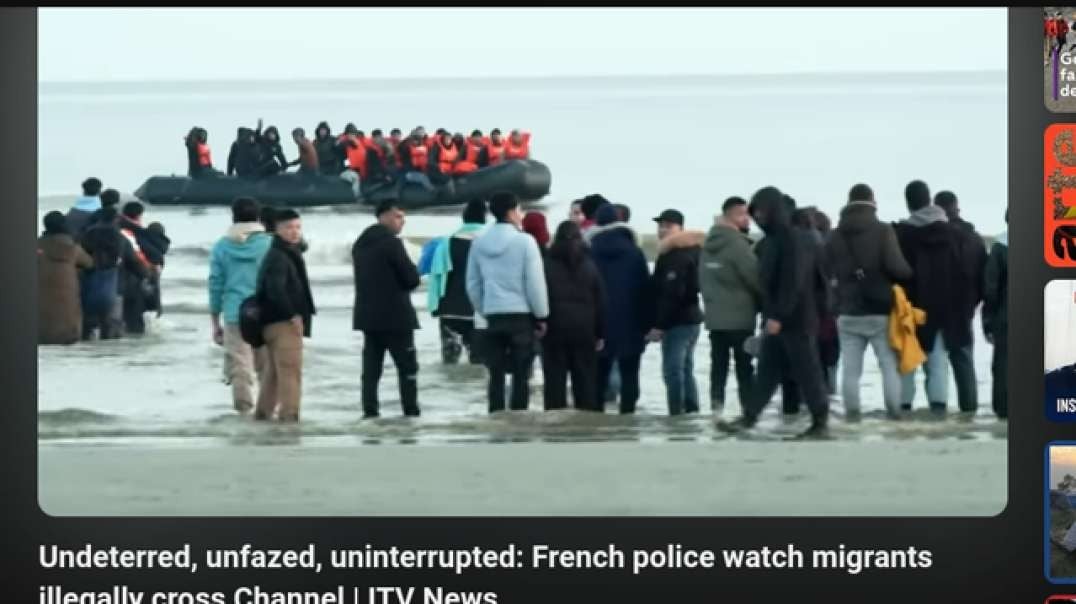 Undeterred- unfazed- uninterrupted French police watch migrants illegally cross Channel