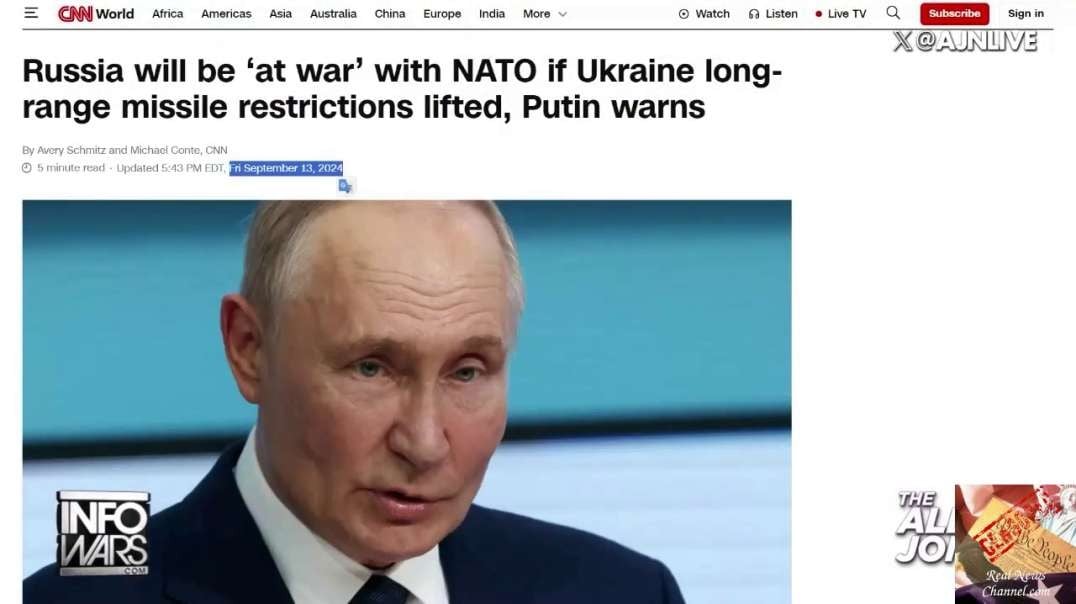 Putin Says Russia Now Officially "At War" With NATO!