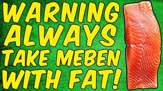 WARNING ALWAYS TAKE MEBENDAZOLE WITH A FATTY MEAL!