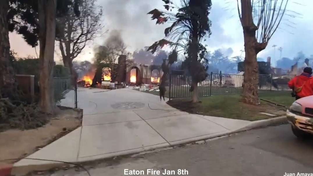 Eaton Fire CA 1-8-25 Drive - WOW so so much wind to push embers around & so many firetrucks huh NOT.mp4