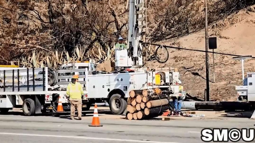 Replacing The Wood Power Poles with Metal Poles PCH Pacific Coast HWY 1-20-25.mp4