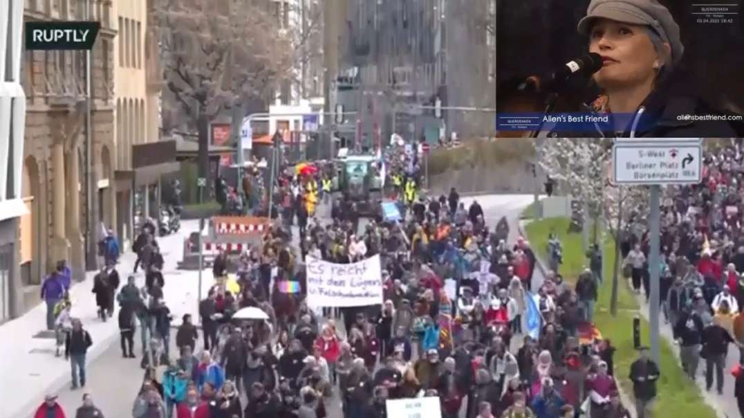 4yrs ago 4-3-21 15min Clip From The Huge Massive +40min March Germany Stuttgart Anti-Covid Rally.mp4