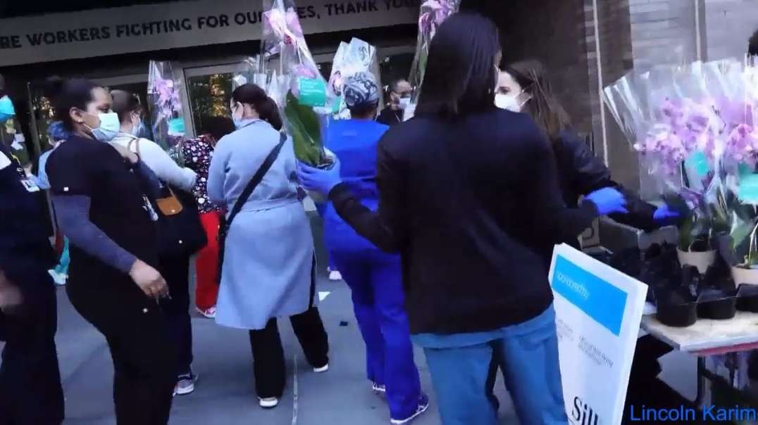 5yrs ago 5-7-20 NYC Overwhelmed Warzone Hospital In Chaos Mt Sinai 6ft Social Distancing w Flowers.mp4