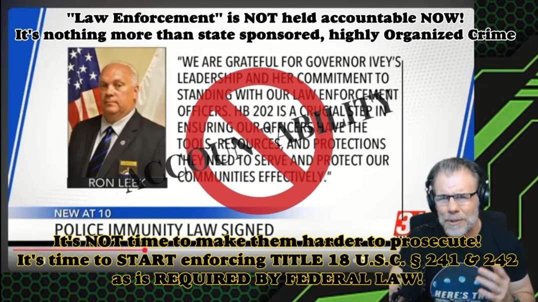 "Law Enforcement" is NOT Held Accountable NOW! We Need Prosecutions, NOT IMMUNITY!