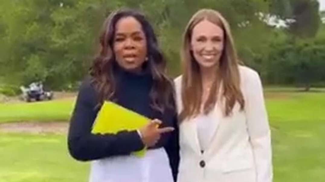 CULT Influencer Oprah Winfrey with cultist puppet - New Zealand Tyrant Jacinda Ardern