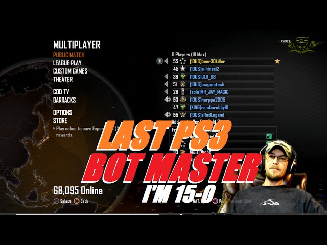 CALL OF DUTY BO2 PS3 - THE FINAL BOT MASTER for the PS3 15-0 OPEN LOBBIES - LIVE - PS3